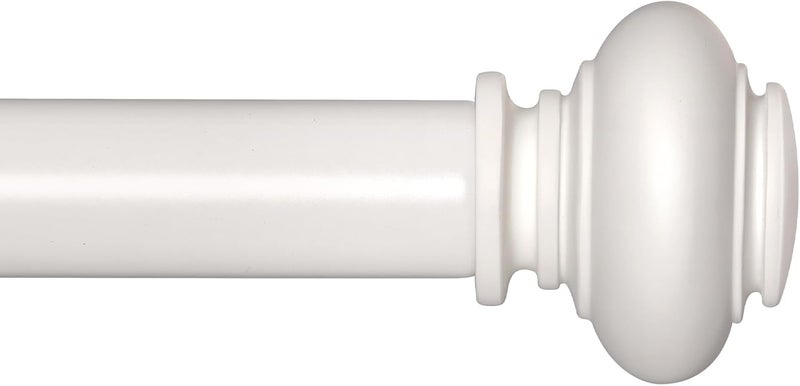 SIMEWIN White Curtain Rods for Windows 28 to 48 Inches Adjustable Decorative 1 Inch Diameter Single Window Curtain Rod Set with Classic Finials, White Finishing - Image 1
